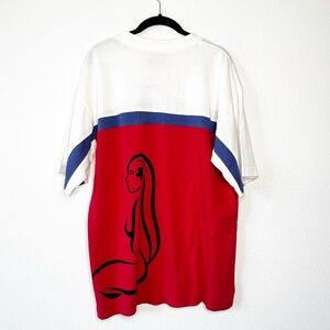 NWT Hinano Tahiti Colorblock T-Shirt Cotton Print Size XL Red Blue White FLAW